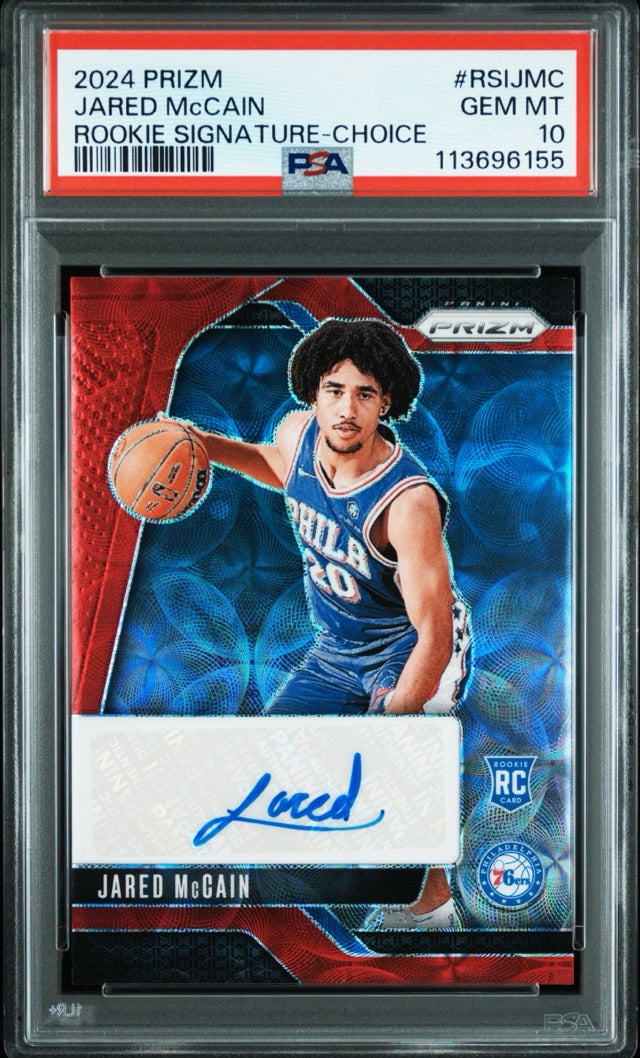 Jared McCain · 2024-25 Panini Prizm - Rookie Signatures Prizms Choice · #RSI-JMC · AU [PSA 10]