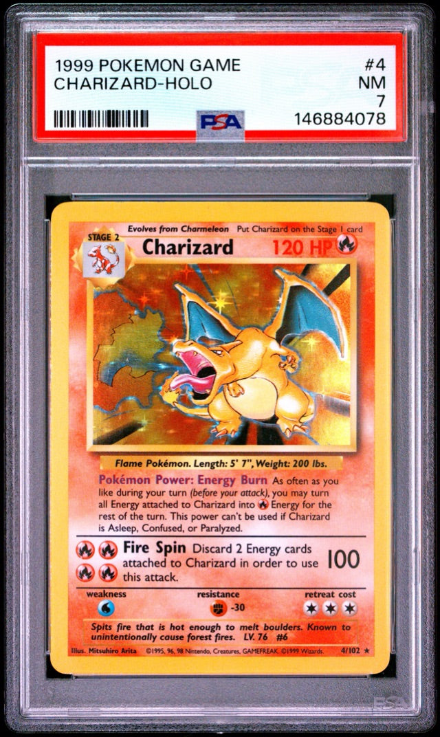 CHARIZARD-HOLO · #4 · Holo Rare, Holo, Iconic [PSA 7]