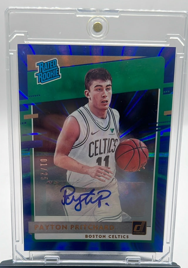 Payton Pritchard · 2020-21 Donruss - Rated Rookies Signatures Holo Blue Laser · #238 · AU, RC, SN25