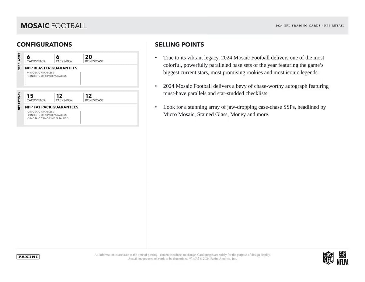 2024 Panini Mosaic Football Blaster Box