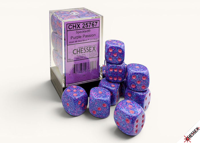 Speckled Purple Passion 16mm d6 (12 dice)