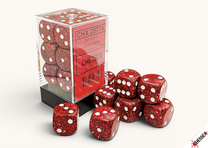 Speckled Lava Stone 16mm d6 (12 dice)