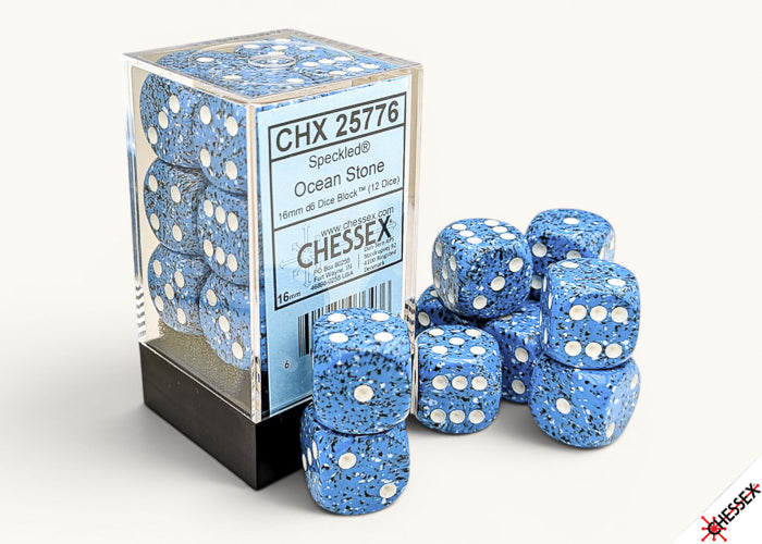 Speckled Ocean Stone 16mm d6 (12 dice)