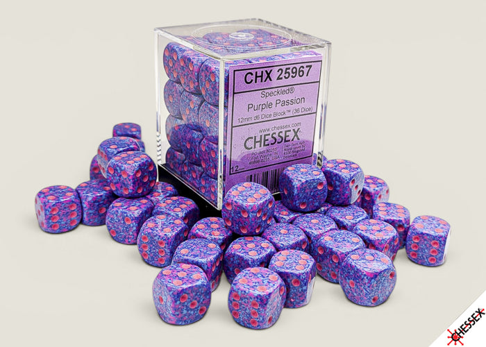 Speckled Purple Passion 12mm d6 (36 dice)
