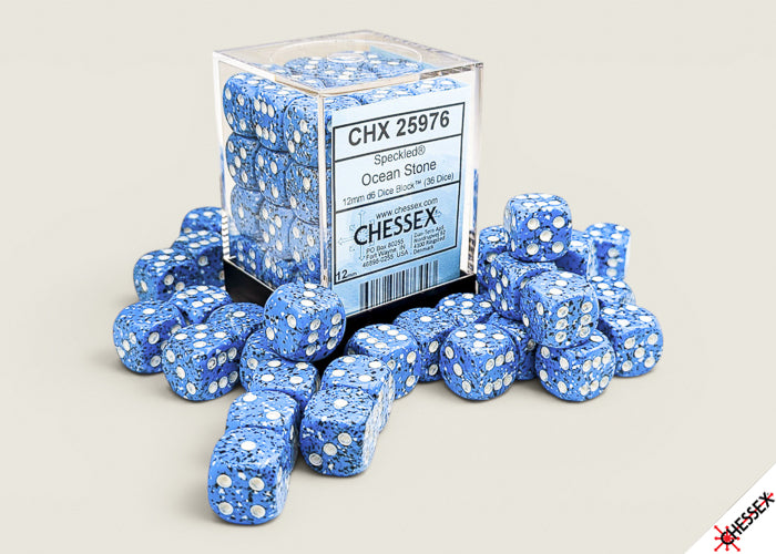 Speckled Ocean Stone 12mm d6 (36 dice)