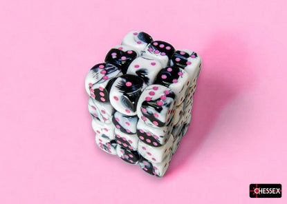 Gemini Black-White/Pink 12mm d6 (36 dice)