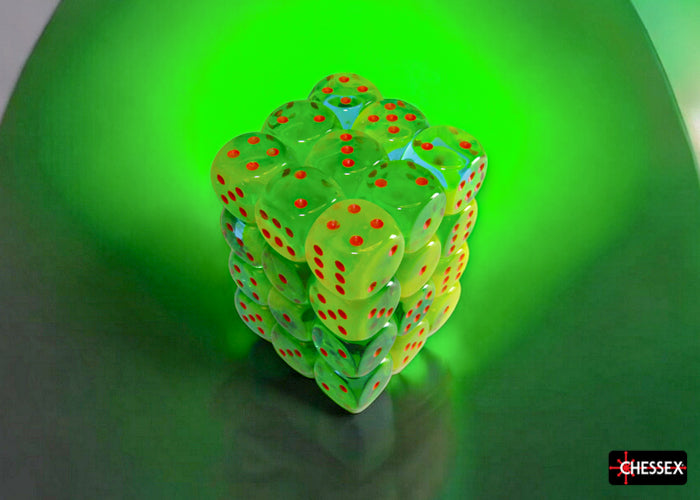 Gemini Plasma Green Teal / Orange 12mm d6 (36 dice)
