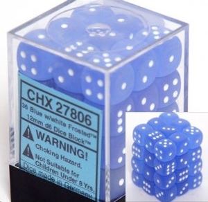 Frosted Blue / White 12mm d6 (36 dice)