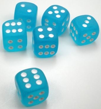 Frosted Carribean Blue / White 12mm d6 (36 dice)