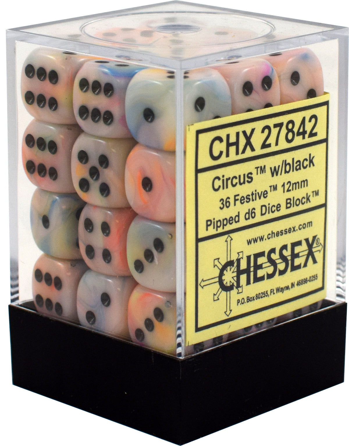 Festive Circus / Black 12mm d6 (36 dice)