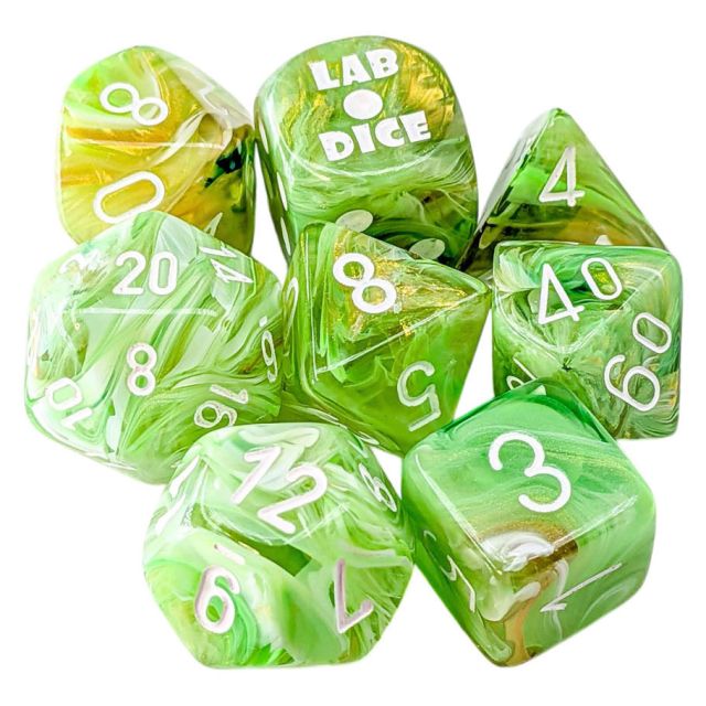 Chessex Marble Sour Green/White Polyhedral 7-Die Set