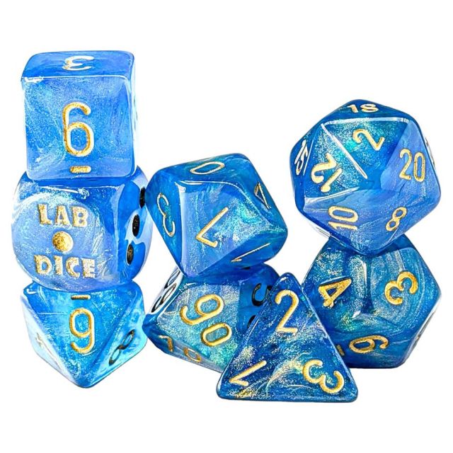 Chessex Shimmer Aqueous/Gold Polyhedral 7-Die Set